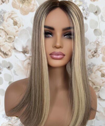 Topper naturalny mono 16 cm x 16 cm, włosy europejskie #TL02